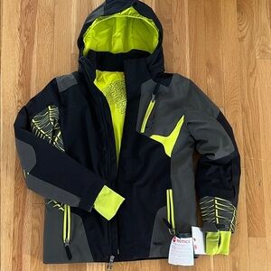 Spyder Kids Black and Neon Yellow Raincoat size 16
